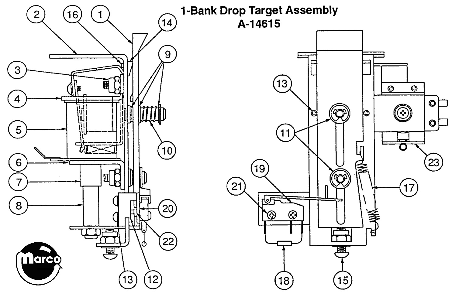 Drop target assembly Williams single