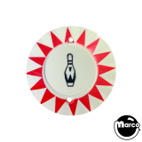 -Red star point perimeter with black bowling pin imprint.