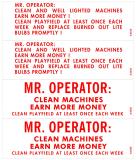 Service - Gottlieb-Mr. Operator cashbox stickers Gottlieb