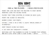 Score / Instruction Cards-BIG SHOT (Gottlieb) Score cards