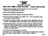 -300 (Gottlieb) Score card