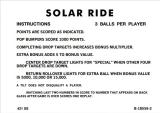-SOLAR RIDE (Gottlieb) Score cards (6)