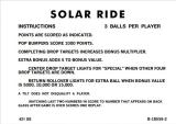 SOLAR RIDE (Gottlieb) Score cards (6)