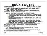 BUCK ROGERS (Gottlieb) Score Cards