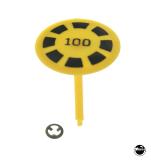 Pop Bumper Caps-Mushroom bumper target 1-3/8 inch yellow "100" black
