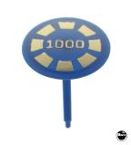 Pop Bumper Caps-Mushroom bumper target 1-3/8 inch blue "1000" gold