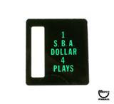 Price plate (Bally) 1 SBA Dollar 4 Plays