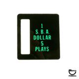 Price Plates-Price plate (Bally) 1 SBA Dollar 5 Play