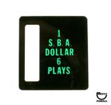 -Price plate (Bally) 1 SBA Dollar 6 Plays