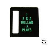 Classic Playfield Reproductions-Price plate (Bally) 1 SBA Dollar 3 Plays