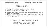 Score / Instruction Cards-FRIENDSHIP 7 (Williams) Score card