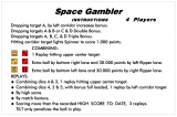 Score / Instruction Cards-SPACE GAMBLER (Playmatic) Score card