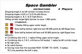 -SPACE GAMBLER (Playmatic) Score card