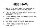 HEE HAW (Chicago Coin) Score Card Set
