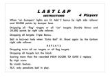 Score / Instruction Cards-LAST LAP (Playmatic) Score card