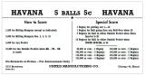 Score / Instruction Cards-HAVANA (United 1947) Score card