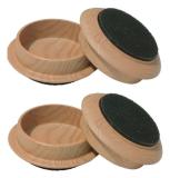 -Leg Leveler Cups - plastic wood grain 4 piece set