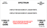 Score / Instruction Cards-SPECTRUM (Bally) Score Cards (7)