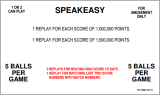 Score / Instruction Cards-SPEAKEASY (Bally) 2P Score Cards (5)