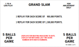 Score / Instruction Cards-GRAND SLAM (Bally 1983) 4P Score Cards