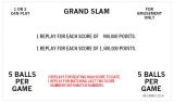 GRAND SLAM (Bally 1983) 2P Score Cards