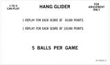 HANG GLIDER (Bally) Score cards (5)