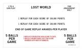 LOST WORLD (Bally) Score Cards (7)