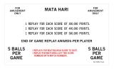 Score / Instruction Cards-MATA HARI (Bally) Score Card Set (10)