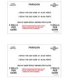 Score / Instruction Cards-PARAGON (Bally) Score Card Set