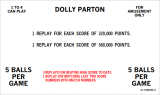 Score / Instruction Cards-DOLLY PARTON (Bally) Score Cards