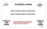 SILVERBALL MANIA (Bally) Score Card Set