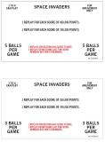 -SPACE INVADERS (Bally) Score Cards