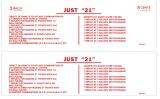 Score / Instruction Cards-JUST 21 (Gottlieb) Score cards