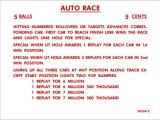 Score / Instruction Cards-AUTO RACE (Gottlieb) Score cards (12)