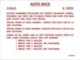 AUTO RACE (Gottlieb) Score cards (12)