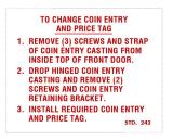 Stickers & Decals-Coin entry price change decal Williams