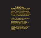 Cabinet Side Art-Backbox warning stencil Williams System WPC95
