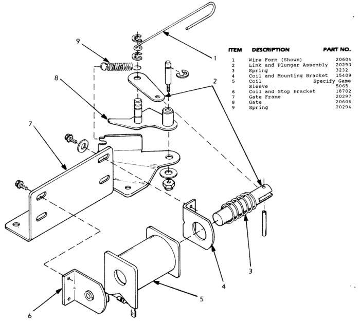 20604 Wire gate for Gottlieb pinball machine.