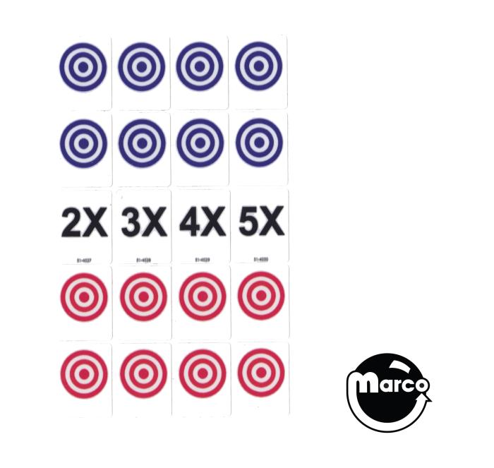 5140XX Bally Drop target decals 20 piece set (8) red bullseye