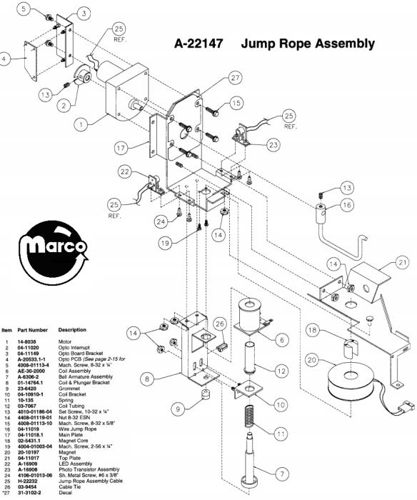 A22147 CHAMPION PUB (Bally) Jump Rope Assembly