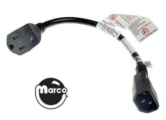 H196011 12 inch technician's power cord with IEC C14 3prong male